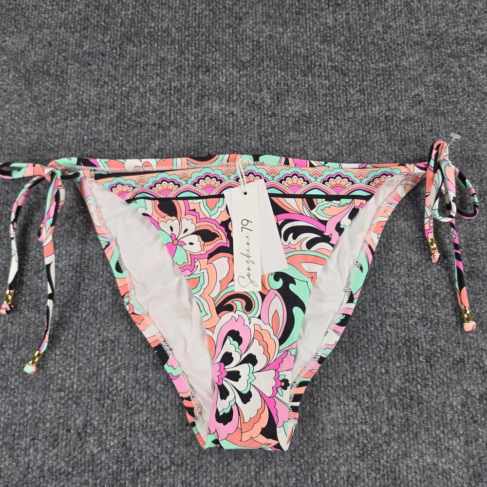 Sunshine 79 Women's Size 10 Bikini Bottom Multicolor Floral Side Tie Swimwear